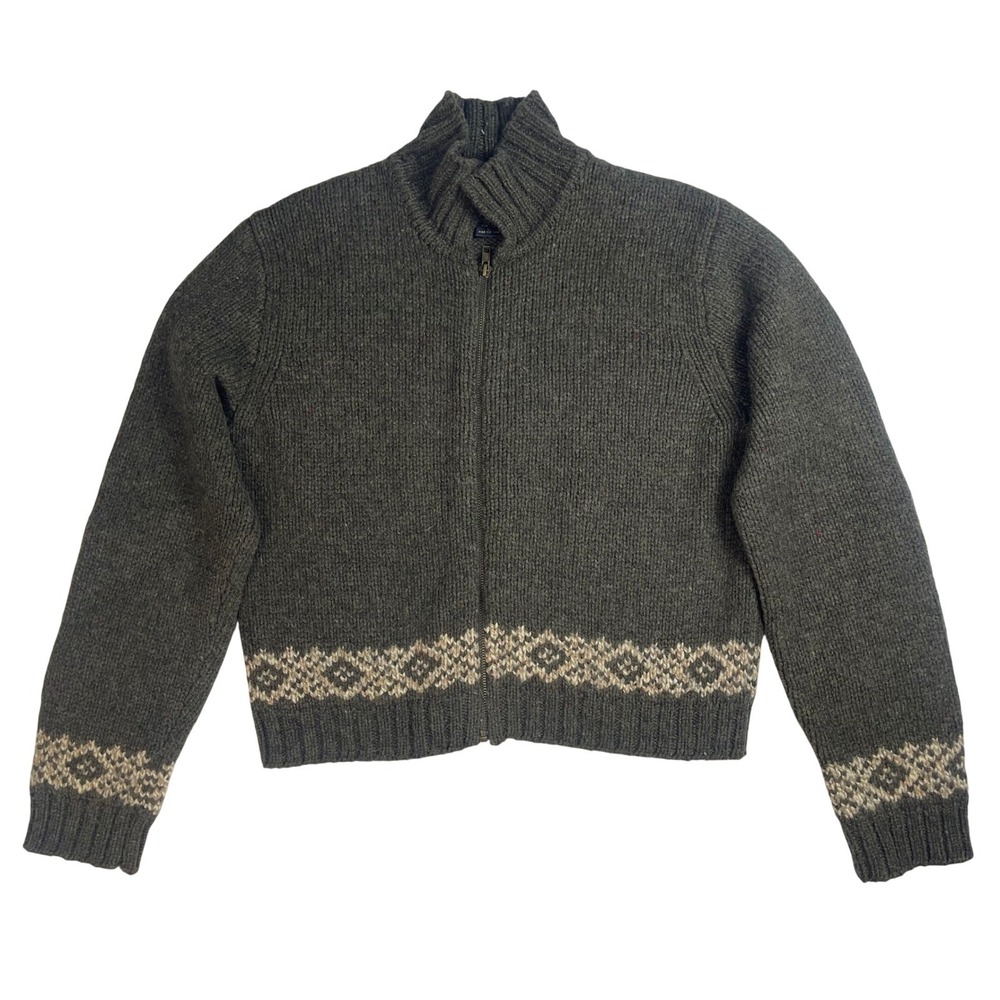 Abercrombie Fitch Vtg Heritage Forest‎ Green Knit Lambswool Sweater Granola Sz L
